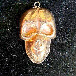 New Carved Bronze Hematite Skull Pendant.
